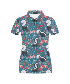 Women'S Skunk Print Polo Shirt - Cute Gift For Animal Lovers