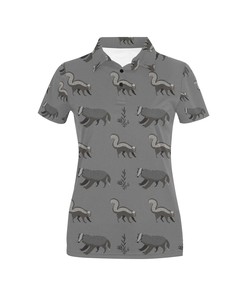 Women'S Skunk Print Polo Shirt - Trendy Gift For Animal Lovers