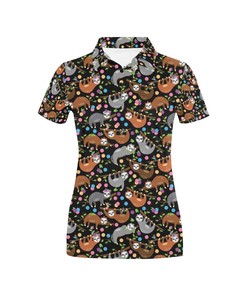 Women'S Sloth Print 3D Polo Shirt - Cute Gift For Sloth Lovers