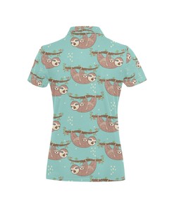 Women'S Sloth Print 3D Polo Shirt - Whimsical Gift For Sloth Lovers