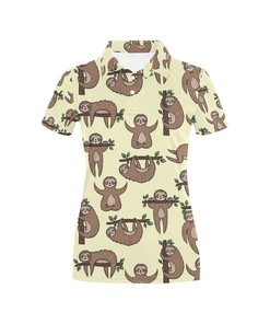 Women'S Sloth Print Polo Shirt - Fun Gift For Sloth Lovers