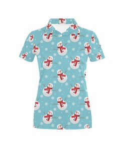 Women'S Snowman Print Polo Shirt - Fun Gift For Fans Of Snowmen