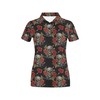 Women'S Spider Web Skull Rose Print Polo Shirt - Edgy Gift For Fans Of Skulls And Roses
