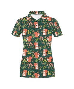 Women'S Squirrel Print Design Polo Shirt - Adorable Gift For Fans Of Squirrels