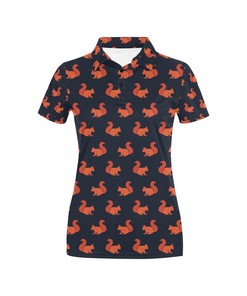 Women'S Squirrel Print Design Polo Shirt - Cute And Playful Polo For Fans Of Squirrels