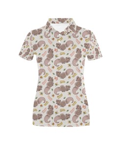 Women'S Squirrel Print Design Polo Shirt - Eye-Catching 3D Polo For Fans Of Squirrels