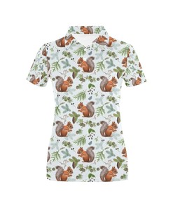 Women'S Squirrel Print Design Polo Shirt - Unique 3D Design For Fans Of Squirrels