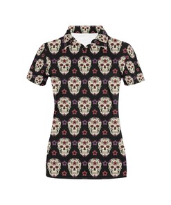 Women'S Sugar Skull 3D Polo Shirt - Stylish And Edgy Gift For Fans Of Sugar Skulls