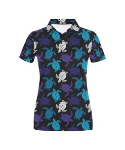 Women'S Summer Sea Turtle Print Polo Shirt