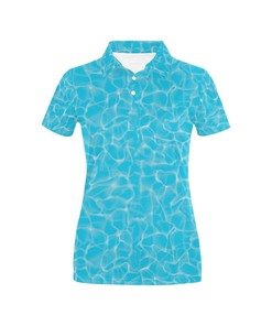 Women'S Swimming Pool Texture All Over Print Polo Shirt - Modern And Unique Design