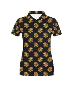 Women'S Tiger Head Tattoo All Over Print Polo Shirt - Unique And Eye-Catching Design With Polo Collar