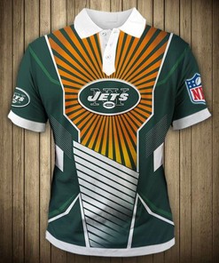 Women'S Trendy Button Up 3D Polo Shirt For New York Jets Fans - Trendy Look