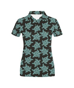 Women'S Tribal Sea Turtle 3D All-Over Print Polo Shirt