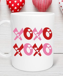 XOXO Valentines Day Coffee Mug, Romantic Gift for Her or Him