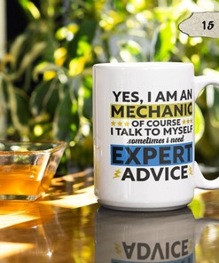 Yes I'm Mechanic Need Expert Advice Coffee Mug | Gift For Dad | Shop Cars Gift | Black Mug | Mug For Mechanic