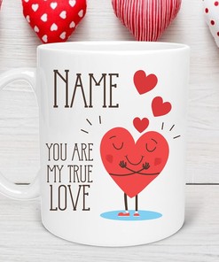 You Are My True Heart Valentine's Day Gift for Boyfriend - Custom Couple Mug with Romantic Hearts