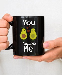You Complete Me, Avocado Mug Set, Romantic Personalised Valentine's Gift for Couples