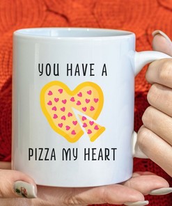 You Have A Pizza My Heart Coffee Mug Set, Funny Valentines Day Mug for Boyfriend or Best Friend