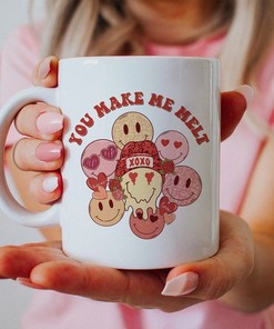 You Make Me Melt Valentines Day Mug - Retro Valentines Day Mug Set - Retro Vday Mug