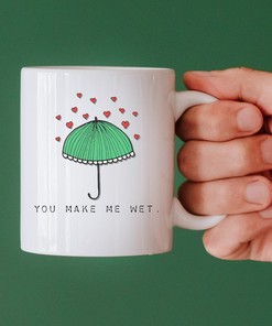 You Make Me Wet Valentines Ceramic Mug, Perfect Anniversary Gift Idea, Valentines Day Gifts For Her and Him, Dirty Gift