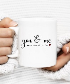 You and Me Minimalist Valentine Mug - Gift for Him or Her - Romantic Coffee Cup