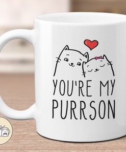 You're My Purrson Mug - Cute Cat Lovers Gift Set - Girlfriend, Boyfriend, Wife Mug