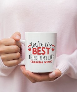 You'sre The Best Thing In Life Besides Wine, Hilarious Valentine Mug Set for Her