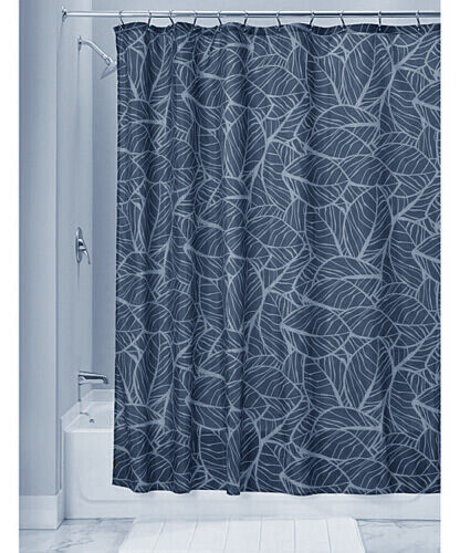100% Blue Tropical Palm Leaf Leaves Fabric Shower Curtain For Natural Bathroom Decor