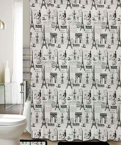 15-Piece Paris Bathroom Accessory Set with Shower Curtain, French Themed Bathroom Decor 