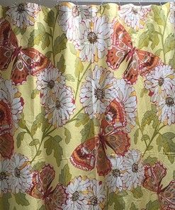 2008 Botanical Print Butterflies Pottery Barn Shower Curtain