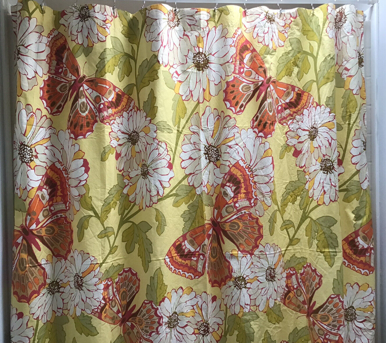 2008 Botanical Print Butterflies Pottery Barn Shower Curtain