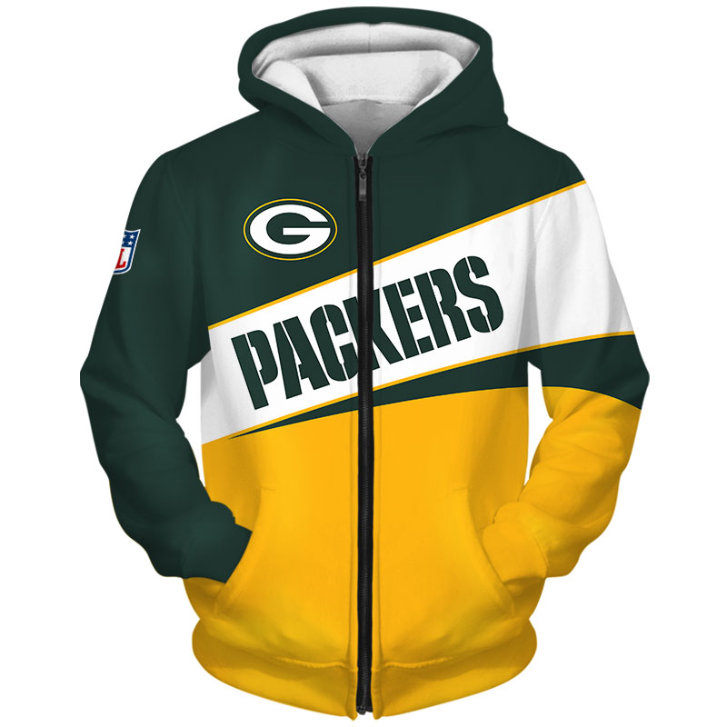 3 Lines Graphic Gift All Over Print 3D Zip Hoodie For Fans Of Green Bay Packers