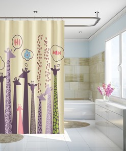 3D Animal Giraffe Shower Curtain With Waterproof Fiber For A Safari-Inspired Bathroom