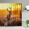 3D Animal Shower Curtains, Elk Floral Moose Deer Print, Waterproof Fabric for Bathroom Decor