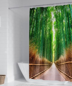 3D Bamboo Forest Path Jungle Trees Shower Curtain - Natural Prints