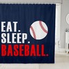 3D Baseball Sports Shower Curtain For Sports Lovers Bathroom Decor 