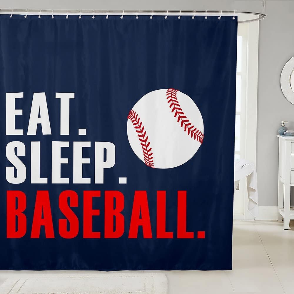 3D Baseball Sports Shower Curtain For Sports Lovers Bathroom Decor