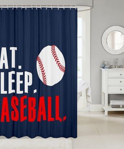 3D Baseball Sports Shower Curtain For Sports Lovers Bathroom Decor