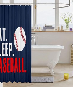 3D Baseball Sports Shower Curtain For Sports Lovers Bathroom Decor