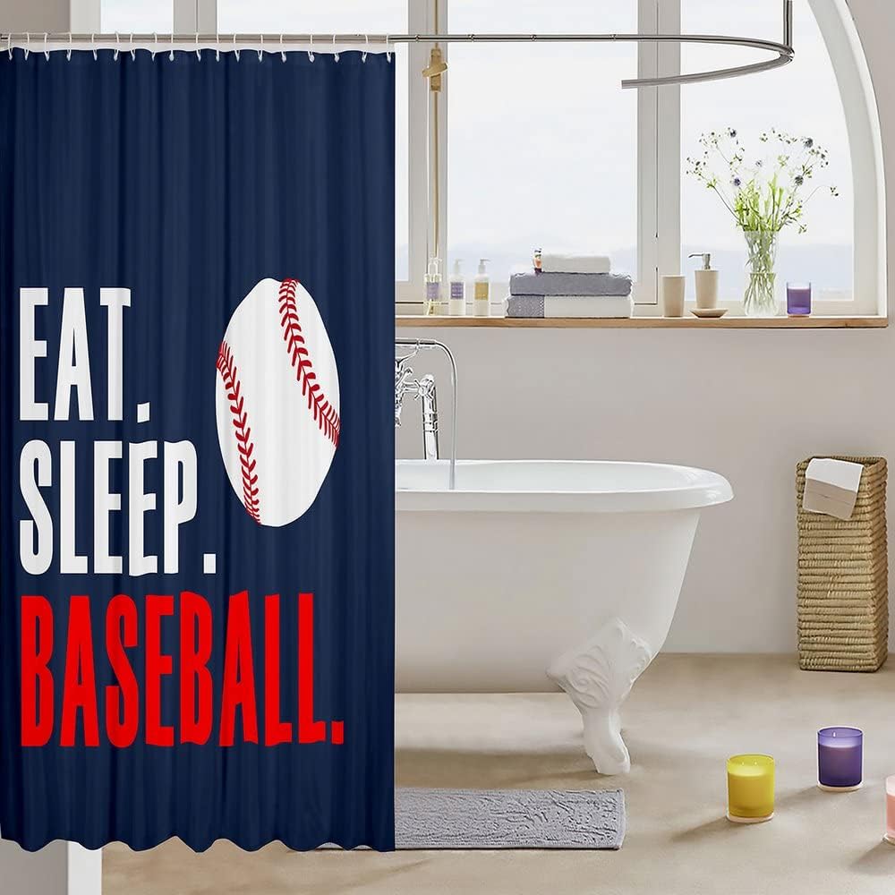 3D Baseball Sports Shower Curtain For Sports Lovers Bathroom Decor