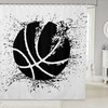3D Basketball Print Shower Curtain For Kids & Teens - Splashed Ink Black And White Decor
