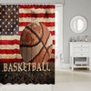 3D Basketball Shower Curtain With American Flag Design For Sports Bathroom Decor