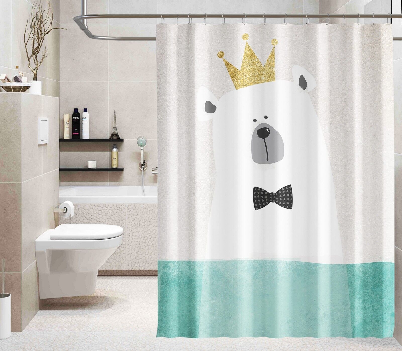 3D Bear Cartoon Shower Curtain - Cute Animal Prints
