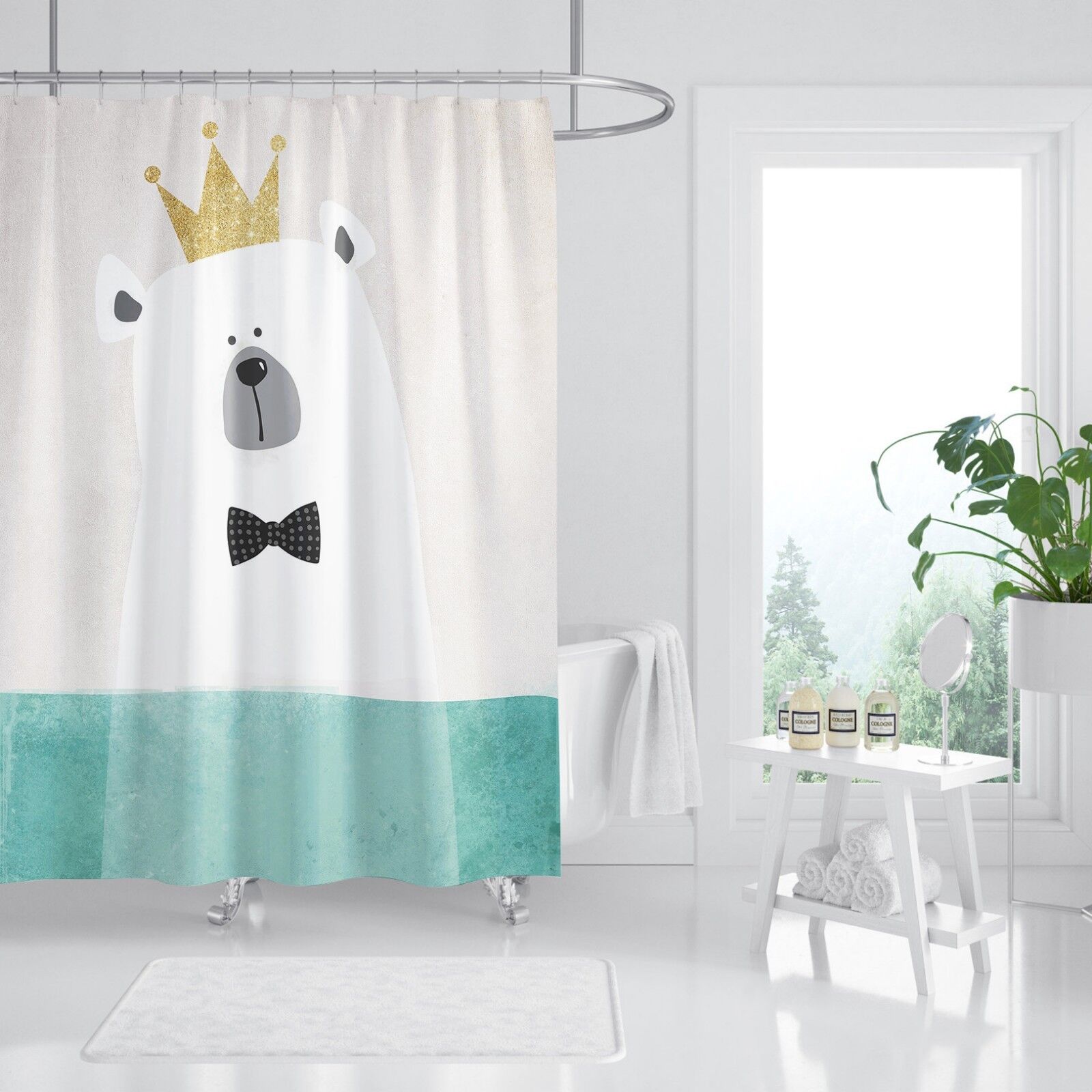 3D Bear Cartoon Shower Curtain - Cute Animal Prints - Image 2