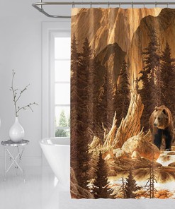 3D Bear Forest Shower Curtain - Cute Animal Prints