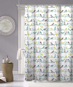 3D Bird Shower Curtain With Textured Design