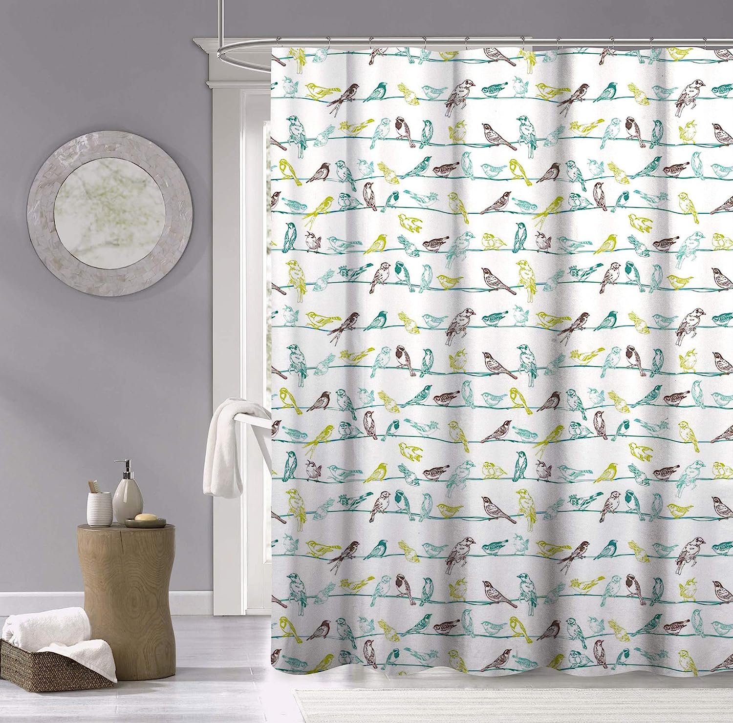 3D Bird Shower Curtain With Textured Design