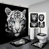 3D Black & White Tiger Animal Waterproof Shower Curtain Lid For Bathroom