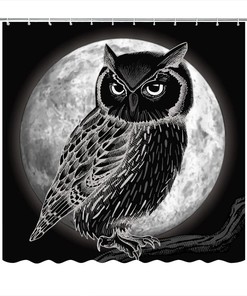 3D Boho Owl Shower Curtain Moon Safari Bird Animal Curtains for Bathroom Decor