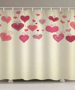 3D Bunches Of Red Hearts Waterproof Fabric Shower Curtain For Bathroom